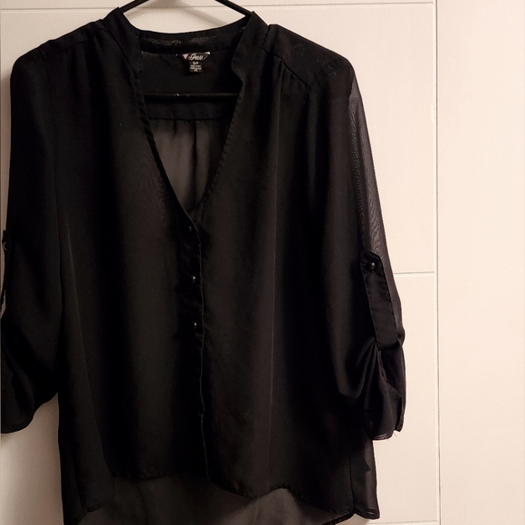Black Sheer Guess Blouse - Picture 1 of 3